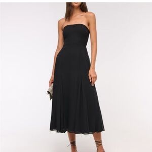 Strapless Black Midi Dress